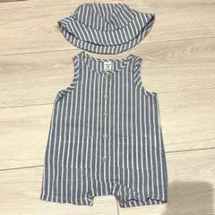 SHEIN ロンパース 帽子 2点セット ストライプ 新生児