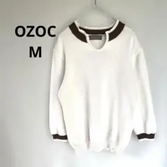 OZOC ニット セーター 長袖 ホワイト ブラウン 38 M
