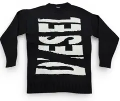 美品✨ DIESEL ディーゼル　ビッグロゴ　縦ロゴ　ニット 黒色　希少 xxs