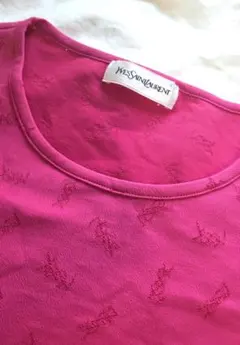 【レア】YVES SAINT LAURENT ロゴ総柄 半袖 トップス ピンクのサムネイル