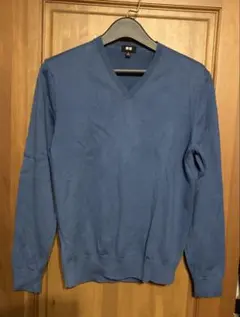 UNIQLO スーピマコットンVネックセーター【M】青