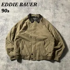 【超人気◎】Eddie Bauer　中綿ブルゾン　襟レザー　キルティング　90s