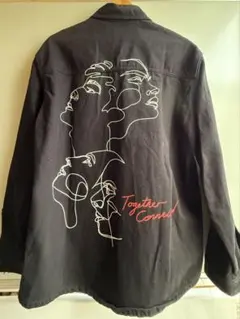 ザラ プリント コットン シャツジャケット M ブラック ZARA メンズ