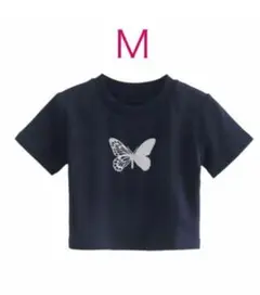 キュートなインポートT カットソー　チビＴシャツ韓国　ブラック　　Ｍサイズのサムネイル