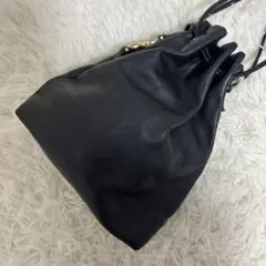 【美品✨】 フェラガモ ダブルガンチーニ ショルダーバッグ 巾着 バケツ型 黒