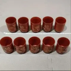 湯呑み 10個セット 茶器 梅柄 和食器 まとめ売り寿陶