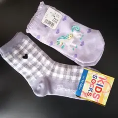 キッズ靴下 紫色 19-24cm