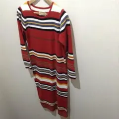 Ungridマルチボーダーニットワンピース赤アングリッドタグ付新品フリーサイズ