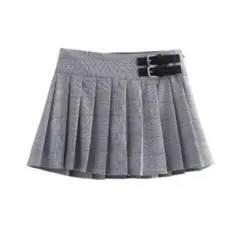 zara バックル付きプリーツスコート