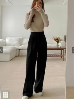 【 GRL 】センタープレスストレートパンツ[ai07] M ブラック