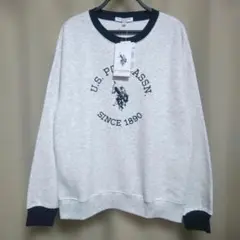 【新品】U.S.POLO ASSN. ポロ 裏起毛 トレーナー L 灰×紺