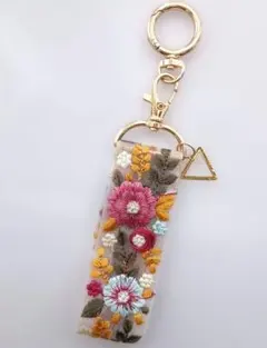 インド刺繍リボン 塩入りお守りチャーム バックチャーム キーホルダー