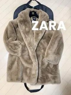 ZARA 【完売品】ベージュ ファーコート 毛皮 ファー アウター