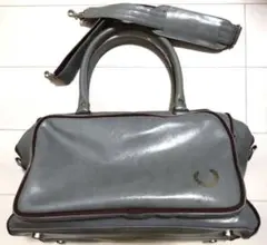 【FRED PERRY】 ボストンバッグ　グレー✕ボルドー