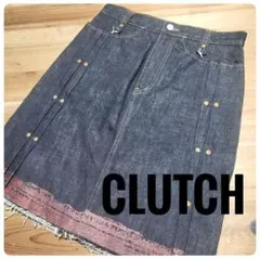 当時物　未使用　CLUTCH デニム フリンジ付き　台形スカート