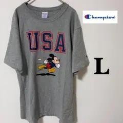Champion リバースウィーブ　ミッキー　ディズニー Tシャツ L グレー