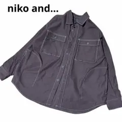 ニコアンド　ワークジャケット　ステッチ　オーバーサイズ　厚手シャツジャケット