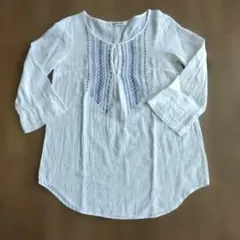 BEAUTY&YOUTH 刺繍ブラウス・チュニック・ 長袖 ・ホワイト
