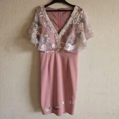フラワー柄シースルー袖ナイトドレスM