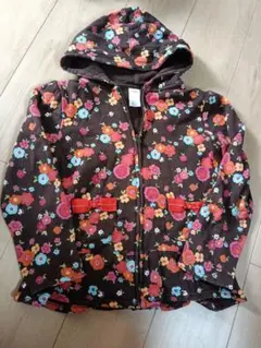 GYMBOREE 花柄 ジップアップパーカー ブラウン M(7-8)