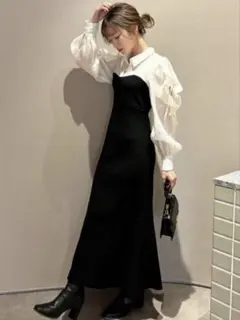 dazzlin オープンフリルリブワンピース