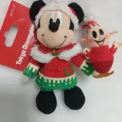 ディズニー　ミッキー&エルフ　ストラップ　クリスマス　レトロのサムネイル