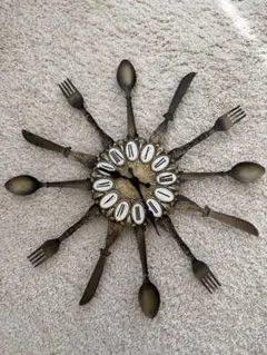 掛け時計 フレンチアンティーク ヴィンテージクロック カトラリー シャビー