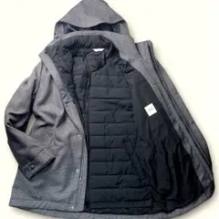 美品 タケオキクチ ツイード インナーダウン.フード着脱可 コート 4way