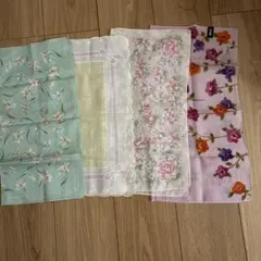 ハンカチ 4枚セット 花柄 リボン