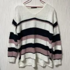【美品】イング INGNI ストライプ Vネック セーター　Mサイズ