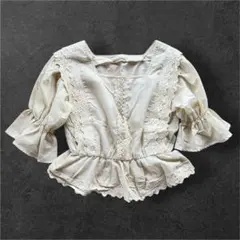 【NICE CLAUP】フリル 半袖ブラウス アイボリー FREE 春夏