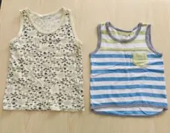 タンクトップ　かわいい　２枚セット　ストライプ　森柄のサムネイル