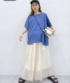 ［MODE NORM CORE]ガーメントダイリメイク風Tシャツ ネイビー Mのサムネイル