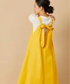 フリーダ バックリボンキャミワンピース　ロングワンピース　イエロー