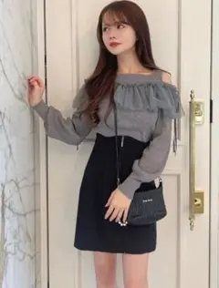 新品未使用！GRL ブラック フレア ミニスカート