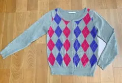 MAJESTIC LEGON グレーピンクパープル長袖カーディガンZARA系