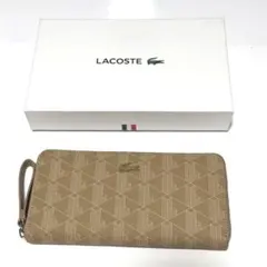 Lacoste レディース モノグラムプリント ジップウォレット オークル箱付きのサムネイル