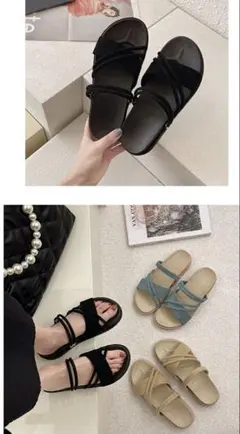 2WAY ストラップサンダル ブラック　24.5cmのサムネイル