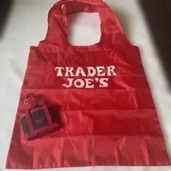 TRADER JOE'S 折りたたみエコバッグ 赤・収納ケース付き