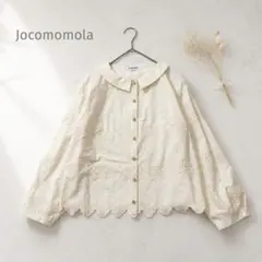 美品✨ Jocomomolaホコモモラ　フラワー刺繍 丸襟ブラウス L イエローのサムネイル