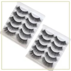 인조 속눈썹 10쌍, 자연스러운 블랙 볼륨, 긴 눈꼬리, 블랙 샤프트