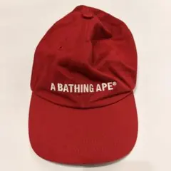 A.BATHING APE ロゴ 刺繡 キャップ 帽子 レッドのサムネイル