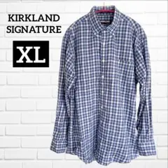 カークランド ギンガムチェック 長袖 チェックシャツ XL ブルー アメカジ 青のサムネイル