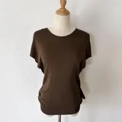エポカ 背面Vネック フレンチスリーブ ニット プルオーバー 茶のサムネイル