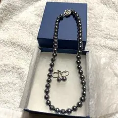 ブラックパールネックレスとイヤリングセット 冠婚葬祭