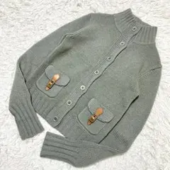 極美品/XL相当 ラルフローレン カシミヤ ケーブルニット レザー オリーブ色