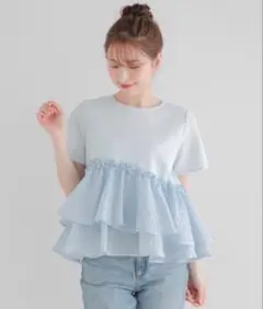 fitmore フリル 半袖カットソー 水色のサムネイル