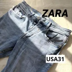 【美品】ZARA ライトブルー ダメージデニムパンツUSA31