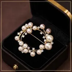 パール ブローチ 入学式 卒業式 上品 コサージュ ゴールド フォーマル