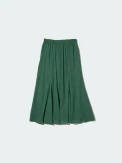 ユニクロ マーメイドロングスカート Mサイズ グリーン ウエストゴム フレア